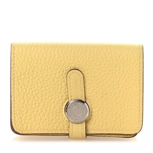 Hermes Card Holder Yellow Leather Card Wallet